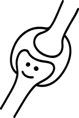 Human body element hand drawn outline, Happy cartoon joint illustration with smiling face.