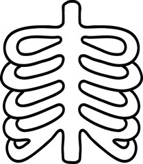 Human body element hand drawn outline, Illustration of human ribcage outline in simple black lines.