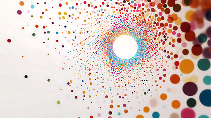 Colorful Dot Spiral Converging to a Bright Center