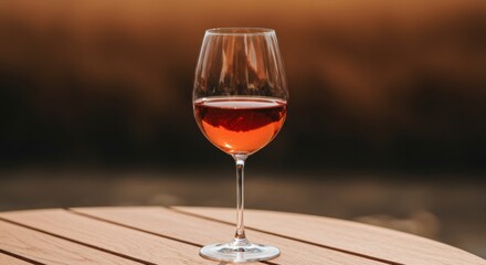 Sipping rose wine at sunset outdoor table relaxing atmosphere refreshment concept