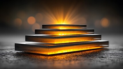 3D glass layers floating above a soft glowing background