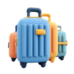 Colorful Suitcases in a Row: 3D Rendered Illustration for Travel and Vacation
