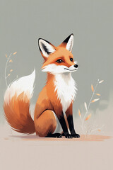 red fox with a heart