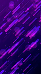 Vibrant abstract background featuring dynamic diagonal lines and dotted circles in shades of purple and pink on a dark backdrop. 3d Rendering