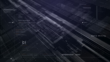 Futuristic digital landscape with abstract data mining visuals, advanced analytics, and high-tech cyberspace design for technology and AI concepts 3d Rendering