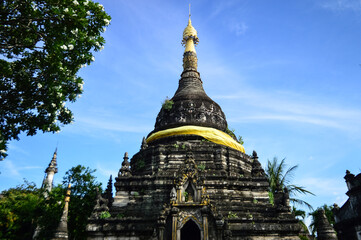 Old Pagoda in the Evening, Ancient Architecture, Symbols of Buddhism, South East Asia at Pa Pao...