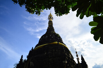 Old Pagoda in the Evening, Ancient Architecture, Symbols of Buddhism, South East Asia at Pa Pao...