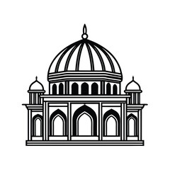  Minimalist Single Dome Mosque Line Art.eps