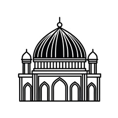  Minimalist Single Dome Mosque Line Art