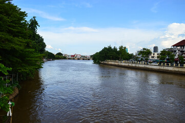 Ping River atmosphere in the evening at Mueang Chiang Mai, Chiang Mai, Northern Thailand