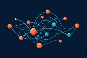 atom on blue background