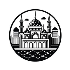  Mosque Skyline with Cityscape Line Art (2).eps