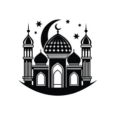 Ramadan Kareem Mosque Line Drawing 
