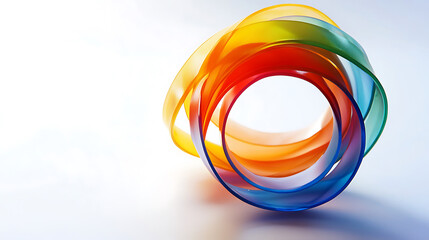 Interlocking Colorful Glass Rings on White Background