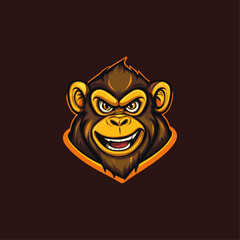 Monkey ape mascot logo flat vector design