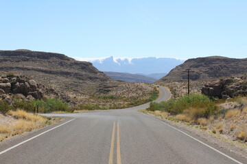 the road to the desert mountains