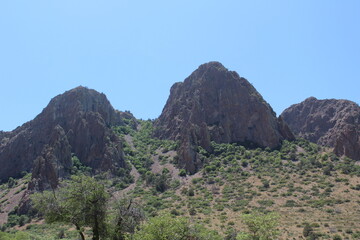 desert mountain landscape with blue sky