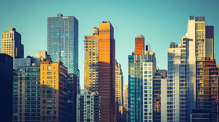 Obraz premium Urban Skyline with Modern High-Rise Buildings