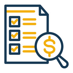 Financial Verification Icon - Compliance & Accuracy Check (Outline Color Style)