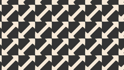 Modern seamless minimal pattern with diagonal arrow elements in black and beige tones