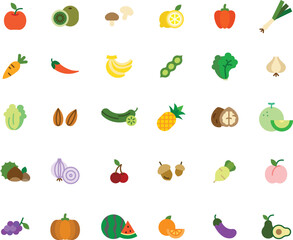 Icon collection of vegetables and fruits