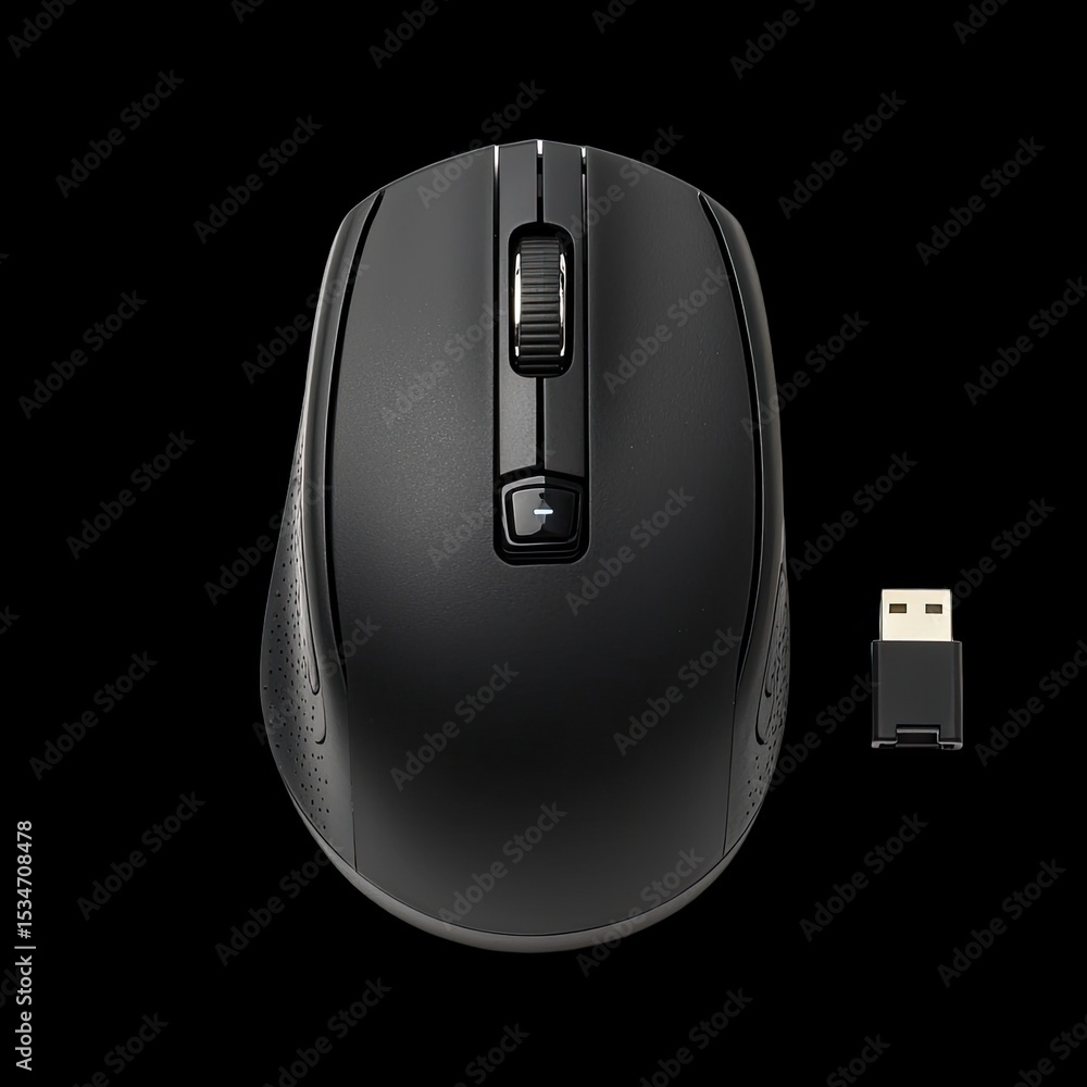 Poster sleek wireless mouse with usb receiver, designed for comfort and precision. ideal for both work and 