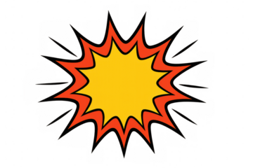 Colorful explosion shape emerging on a transparent background, perfect for comic and cartoon designs