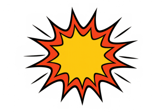 Colorful explosion shape emerging on a transparent background, perfect for comic and cartoon designs