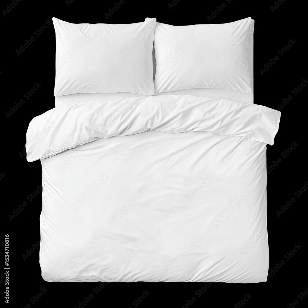 Poster simple and soft white bedding set with minimal design, perfect for creating serene and calming bedro