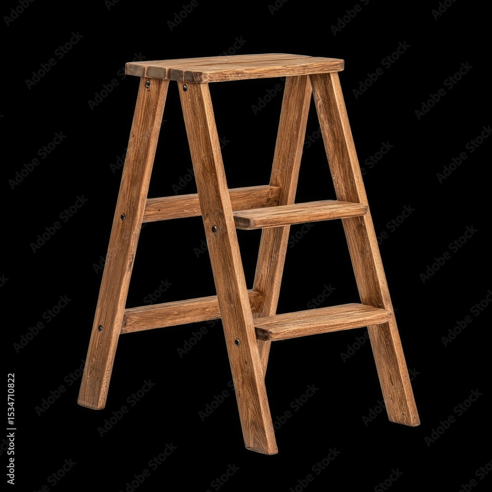 Aufkleber simple wooden folding ladder designed for home use, featuring sturdy three step structure. its natur