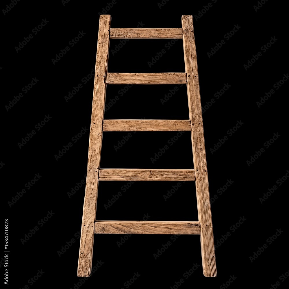 Poster simple utility ladder with rustic wooden finish and antislip steps, perfect for various tasks around