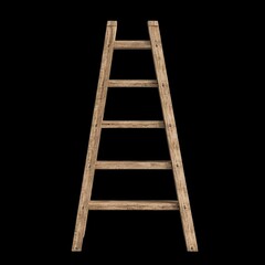 Simple utility ladder with rustic wooden finish and five steps, designed for safety and stability, perfect for various household tasks and projects