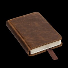 Small leatherbound scripture pocket book with rich brown finish, featuring ribbon bookmark and classic design, perfect for personal reflection and note taking