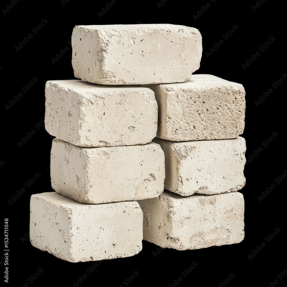 Aufkleber stack of cement bricks in uniform shape, showcasing sturdy construction material ideal for building 