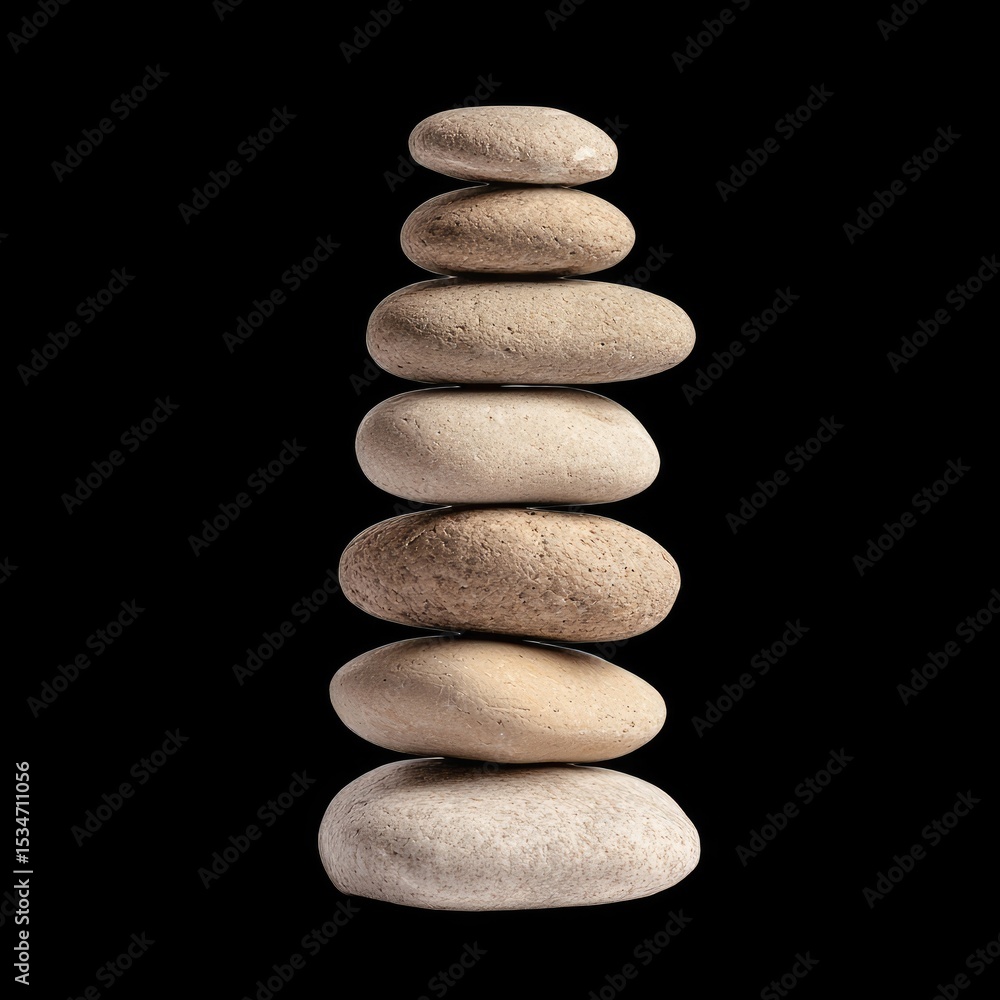 Poster balanced stones create serene and calming visual, symbolizing harmony and stability. this stack of f