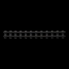 U shaped curve of train track model isolated on black background, showcasing intricate details and craftsmanship. This evokes sense of nostalgia and fascination with model railroads