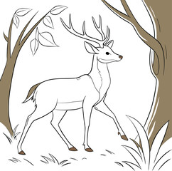 Graceful Young Deer in Sunlit Forest – Realistic Wildlife Illustration