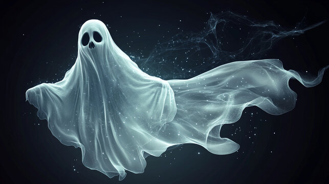 A spectral ghost gliding through the night a haunting presence with an ethereal flowing form against