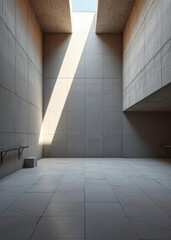 Simple concrete room with light hitting the floor and the wall at an angle brutalist architecture warmth in brutalism Empty room interior design  striking structur