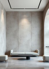Textured wallpaper with a subtle abstract design in soft gray and gold tones for a luxury living space Empty room interior design  striking structures clean lines 