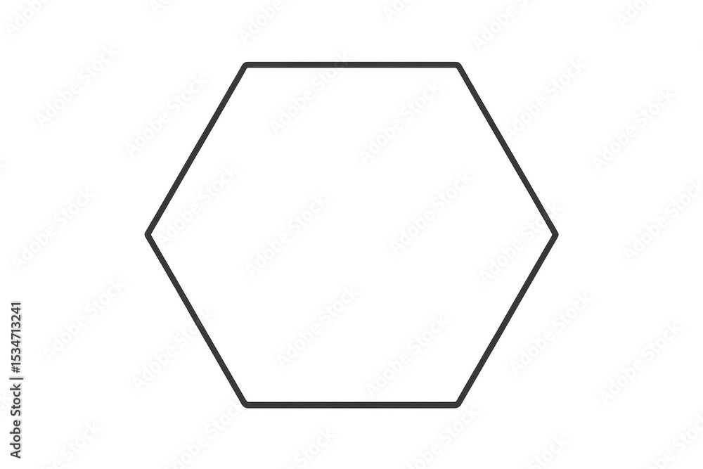 Poster simple black hexagon frame is displayed on a transparent background, creating a minimalist and geome