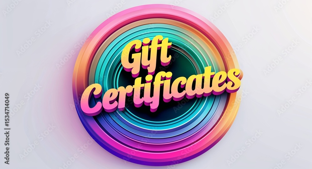 Aufkleber gift certificates text digital graphic 3d text contrast circular gradient design on plain white back