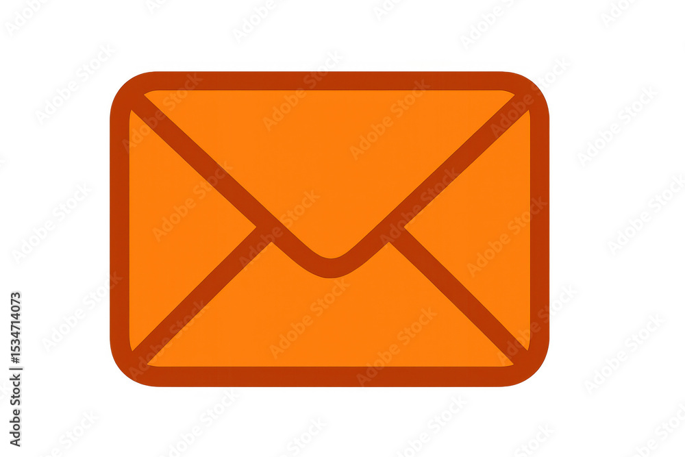 Poster simple yet bold orange envelope icon represents communication and messaging on a transparent backgro
