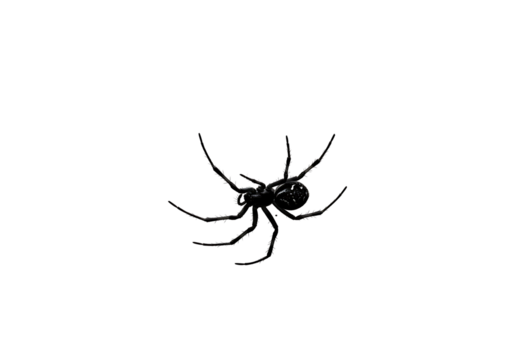 Dark spider with spiky legs positioned centrally against a black backdrop