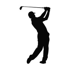 Male Golfer Swinging Club - Sport Silhouette Design