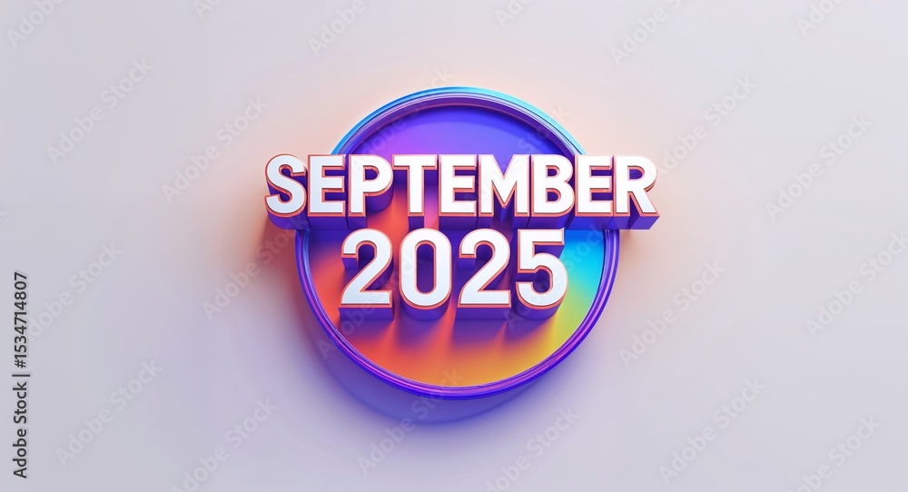 Poster september 2025 text digital graphic 3d text contrast circular gradient design on plain white backgro