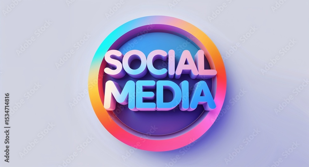 Poster social media text digital graphic 3d text contrast circular gradient design on plain white backgroun