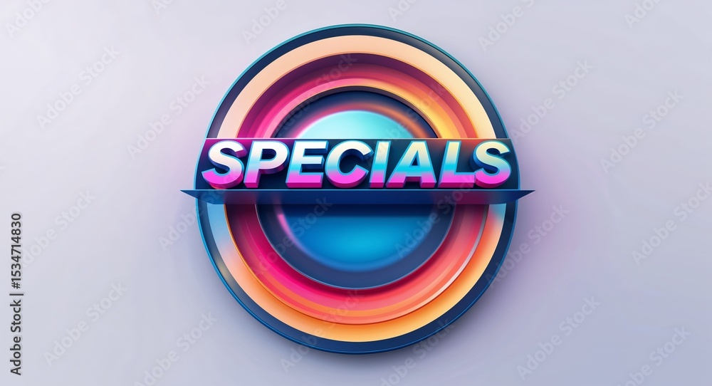 Poster daily specials text digital graphic 3d text contrast circular gradient design on plain white backgro