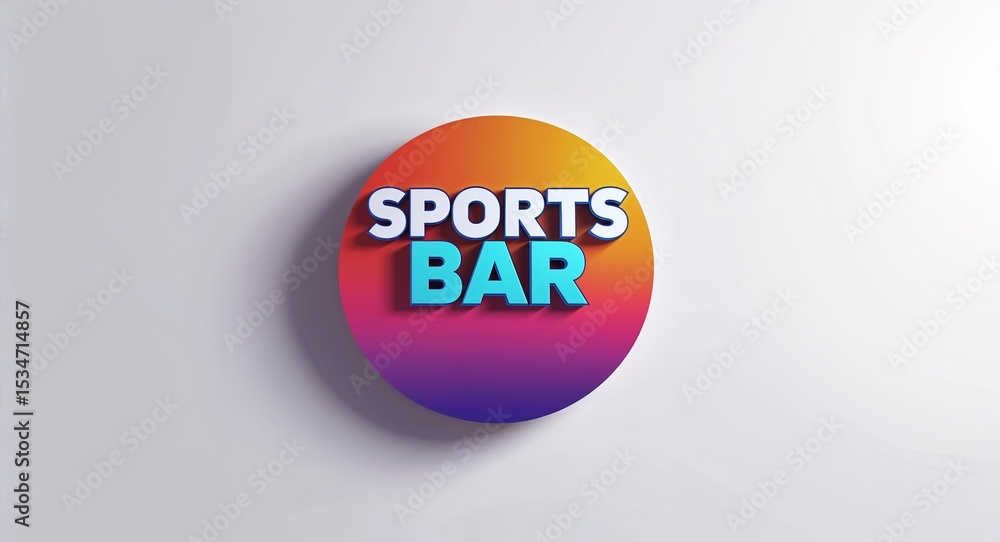 Poster sports bar text digital graphic 3d text contrast circular gradient design on plain white background