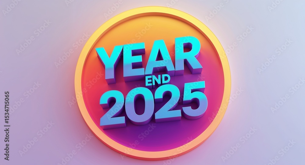 Poster year end 2025 text digital graphic 3d text contrast circular gradient design on plain white backgrou